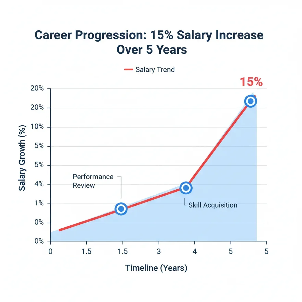 Graph illustrating 15 percent salary growth with strategic milestones