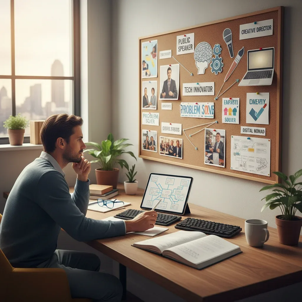 Person planning career goals with a vision board