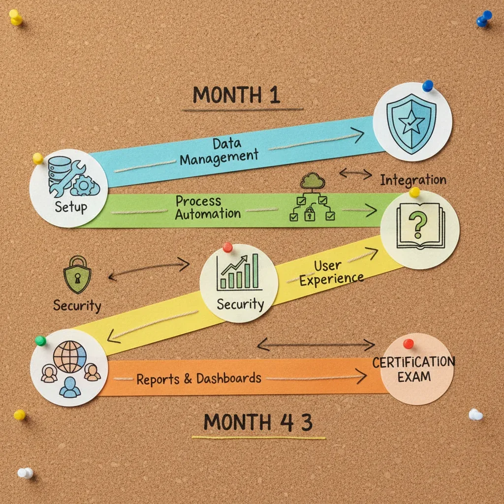 Four-month Salesforce Administrator study roadmap and milestones