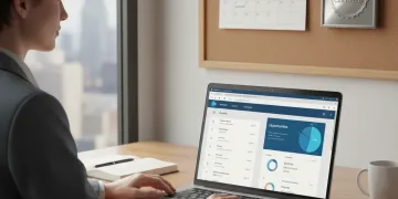 Person studying for Salesforce Administrator certification on a laptop