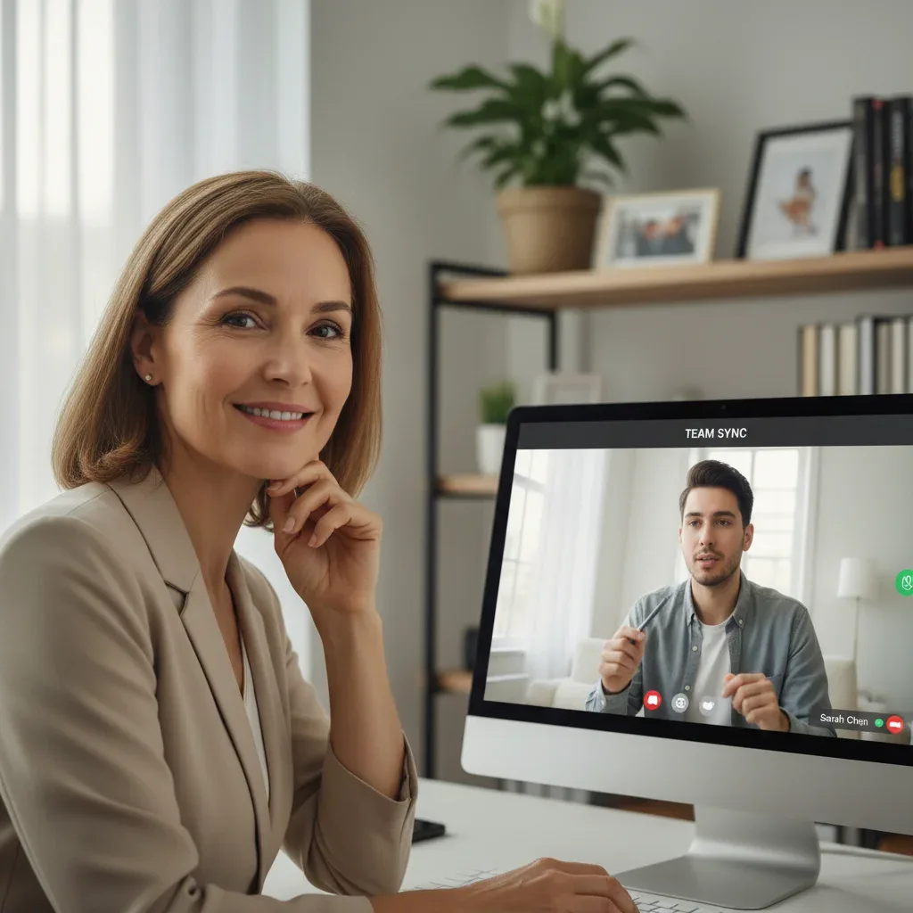 Manager actively listening and communicating empathetically during a virtual team meeting.