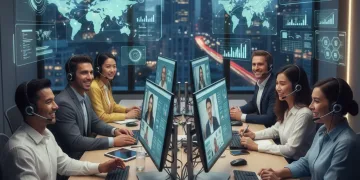 Diverse US managers collaborating effectively in a virtual meeting, demonstrating modern virtual leadership.