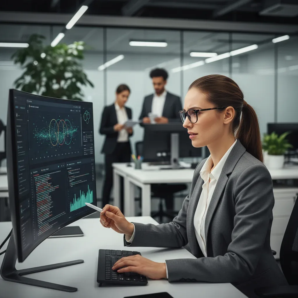 Professional analyzing data on a computer, indicating skills for high-growth careers.