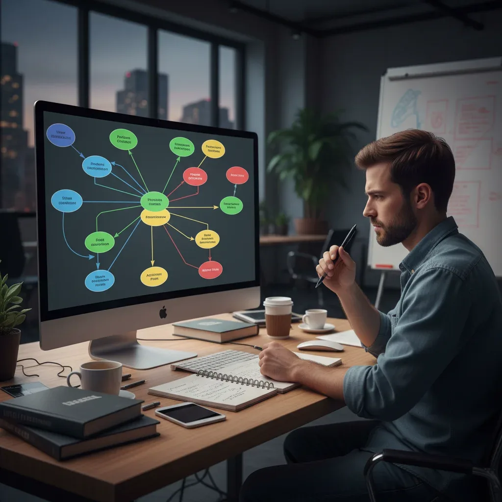Individual engaged in problem analysis and solution generation