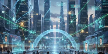 Futuristic cityscape with digital career paths and innovative technology, symbolizing the future of quick careers.