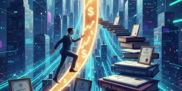 Illustration of career growth and financial return from quick training