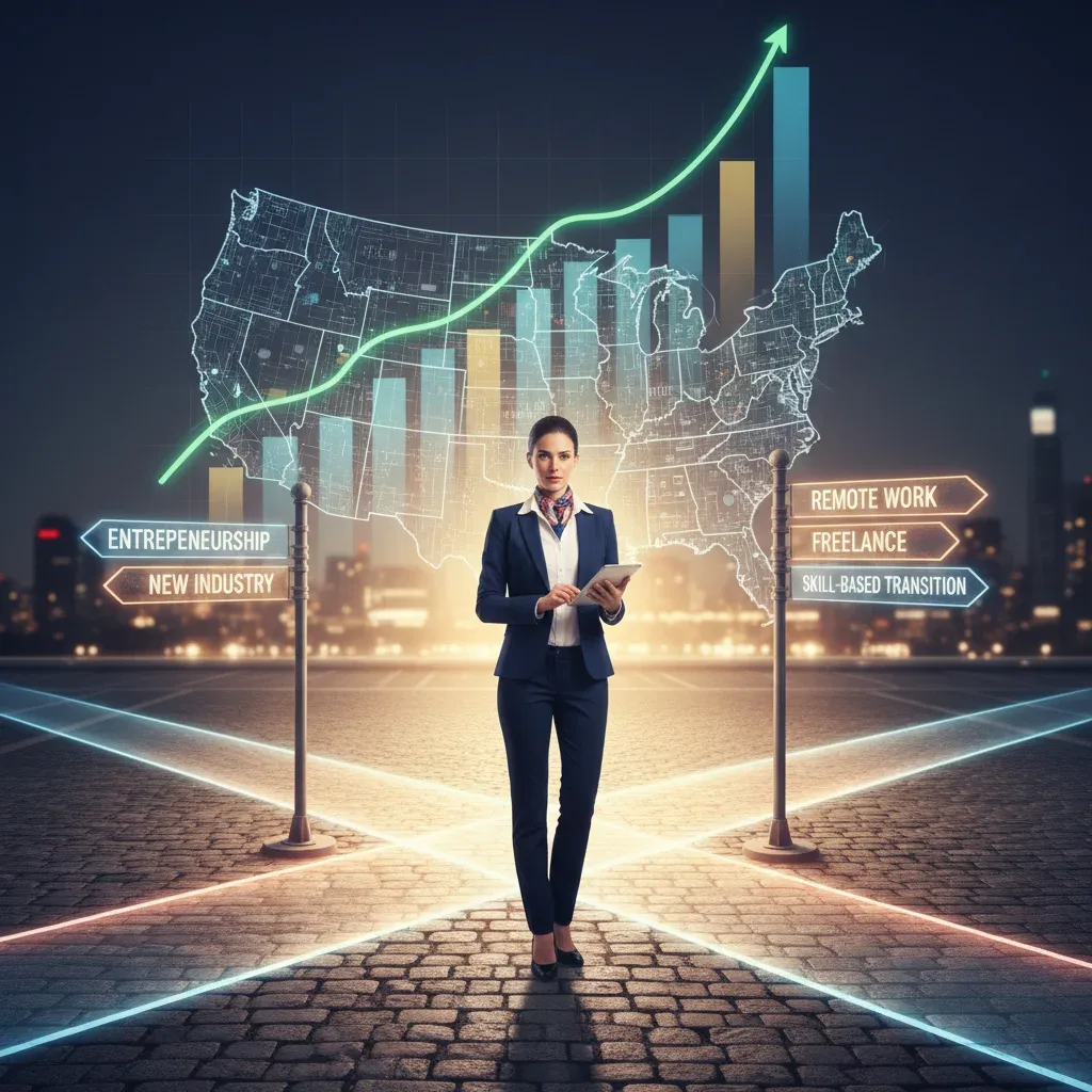 Woman confidently choosing a career path amidst Great Resignation trends.