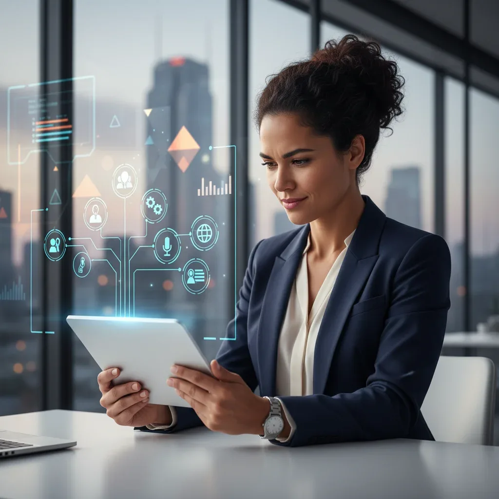 Professional woman confidently engaging in quick career reskilling