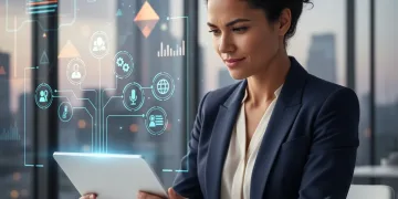 Professional woman confidently engaging in quick career reskilling