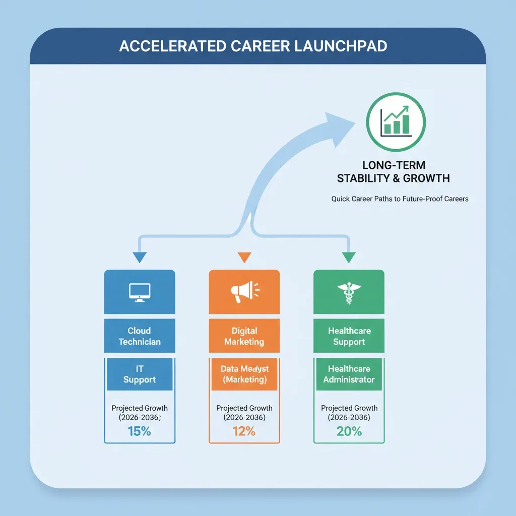 Infographic comparing quick career paths for long-term stability
