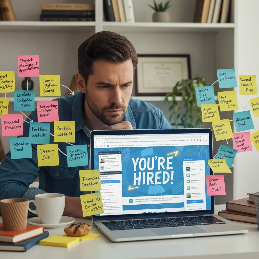 Determined individual focusing on job search after layoff