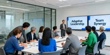 Mid-career professionals collaborating in a leadership development workshop.