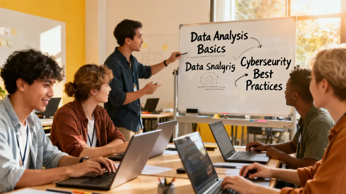 Diverse group learning digital skills for career pivot