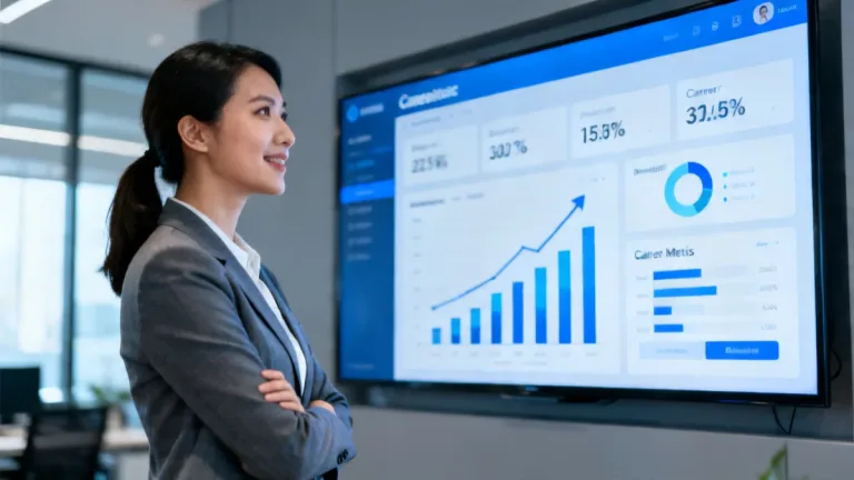 Woman analyzing data for career promotion