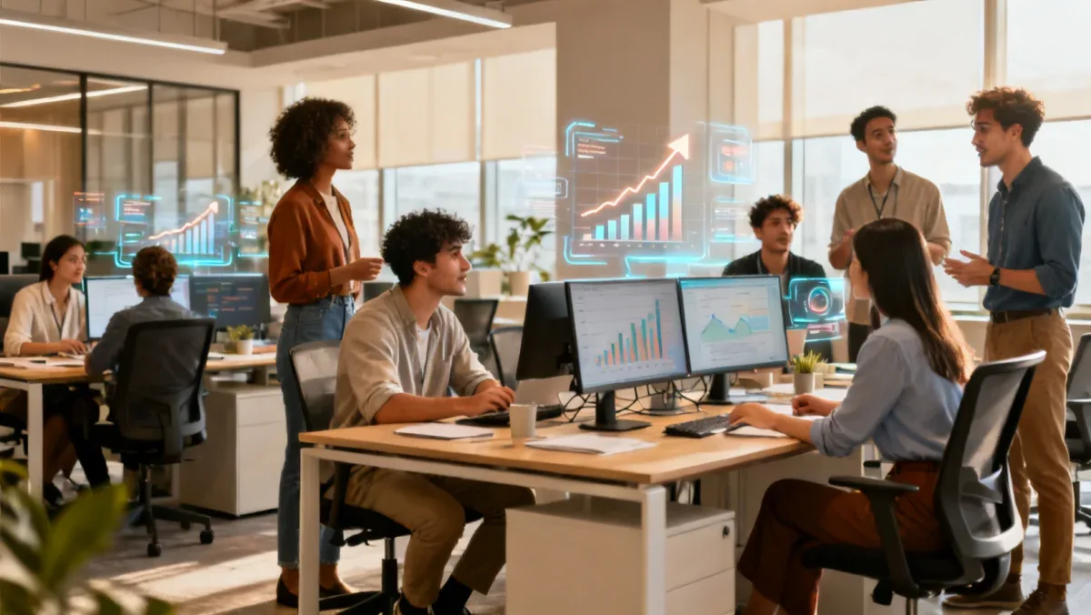 Professionals collaborating in a modern office, symbolizing career growth and future job opportunities.