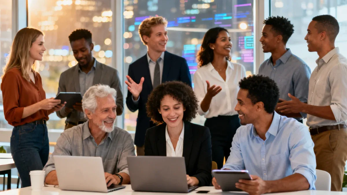 Diverse US professionals building personal brands in a modern digital workspace