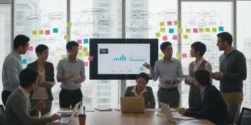 Professionals collaborating on agile project management with a whiteboard, representing updated certifications.