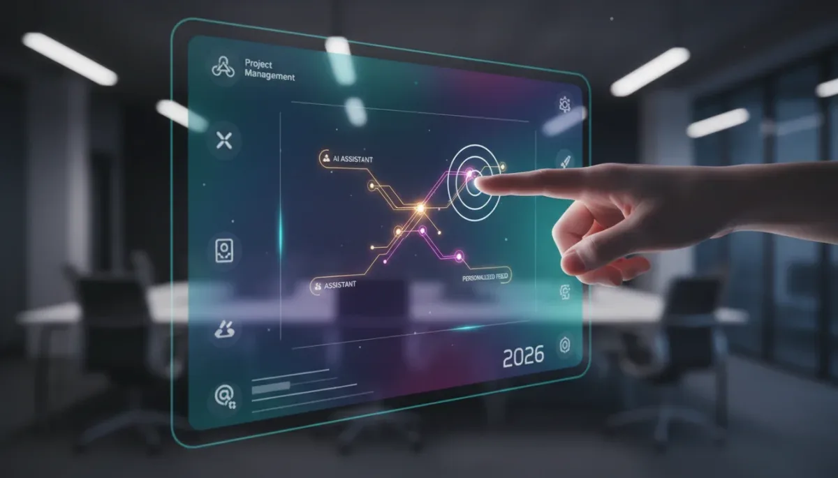 Futuristic digital interface demonstrating advanced UX/UI design principles for 2026