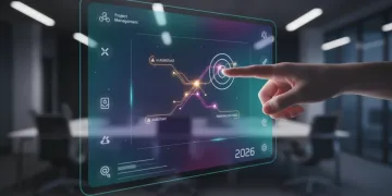 Futuristic digital interface demonstrating advanced UX/UI design principles for 2026