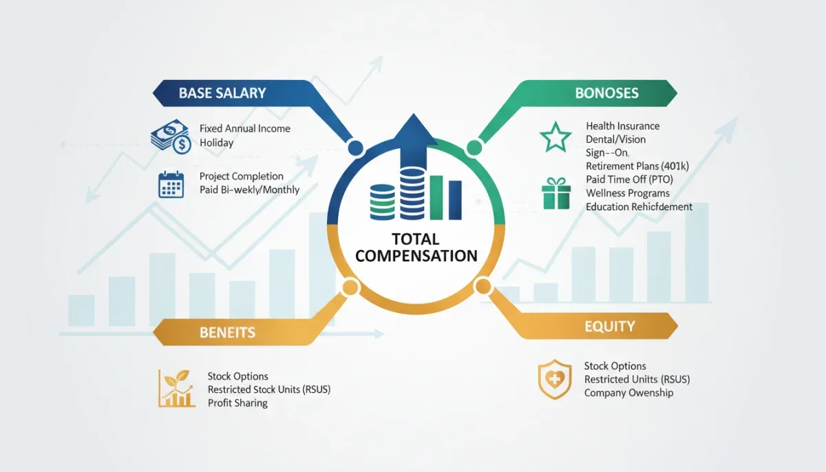 Infographic showing components of a compensation package