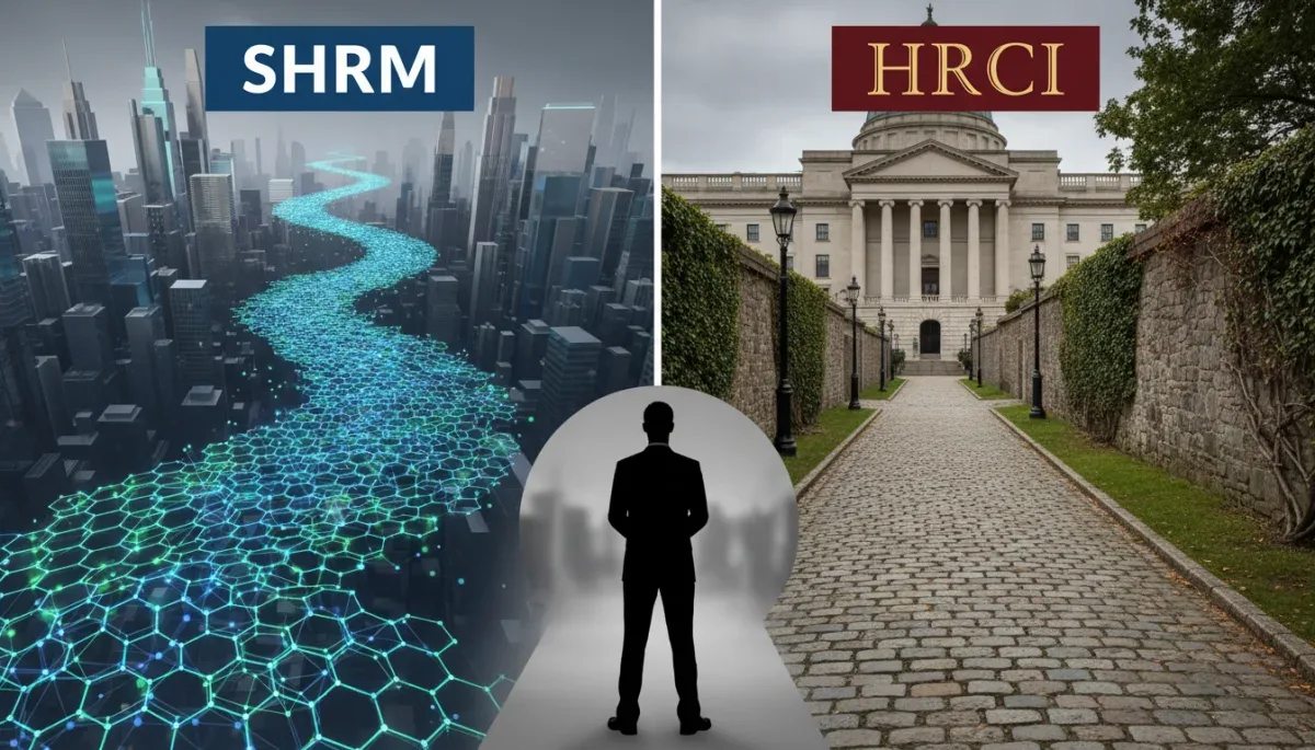 Comparative visual of SHRM and HRCI certification pathways