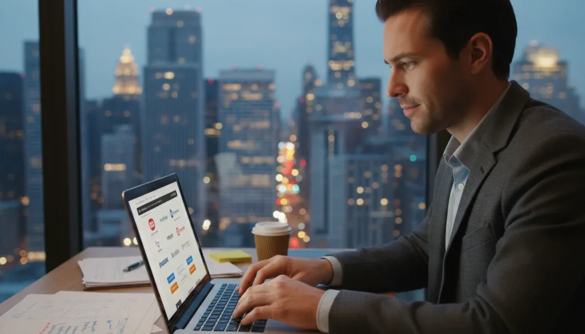 Person actively searching for a quick career job on laptop in the US