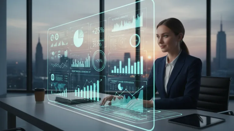 Professional analyzing data on a screen, showcasing financial growth potential.