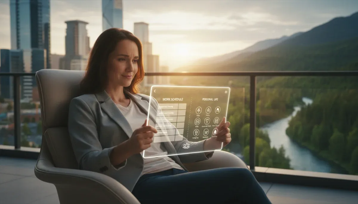 Individual managing integrated professional and personal schedules on a smart device