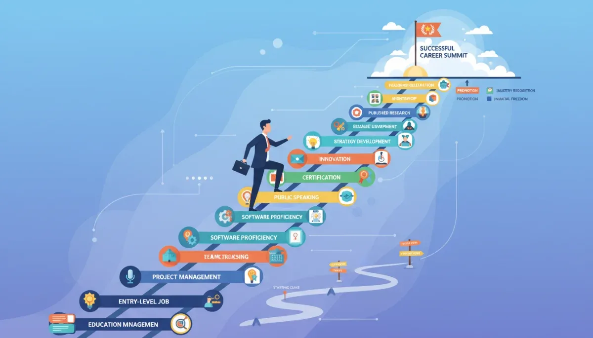 Professional climbing a career development ladder