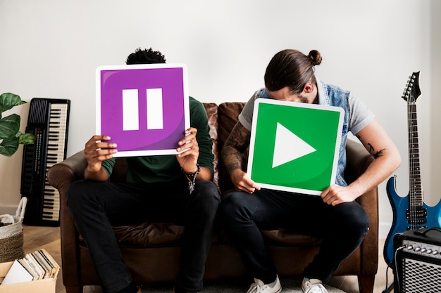 A split screen showing two users' streaming service interfaces. One user sees personalized movie recommendations based on their preference for action and adventure films. The other user sees recommendations tailored to their interest in documentaries and historical dramas.