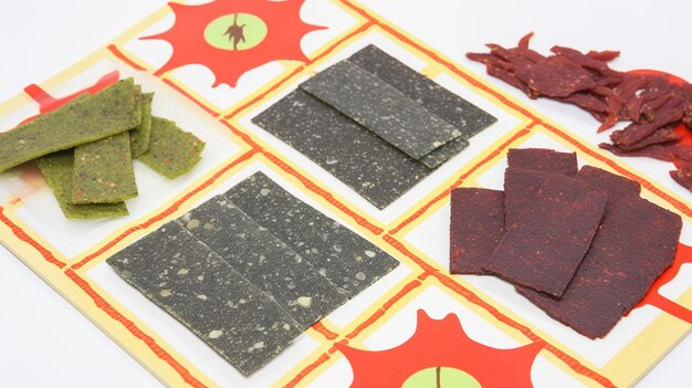 A close-up shot of colorful seaweed snacks displayed in a health food store, with various flavors and textures visible on the packaging.