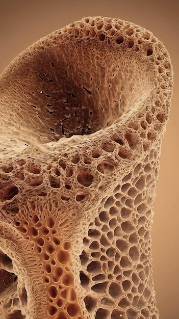 A detailed image of healthy bone tissue, showing a strong, dense structure. The image should convey the idea of strength and resilience, emphasizing how walking can help maintain bone health. The background could be a blurred image of someone walking, subtly linking the activity to bone health.