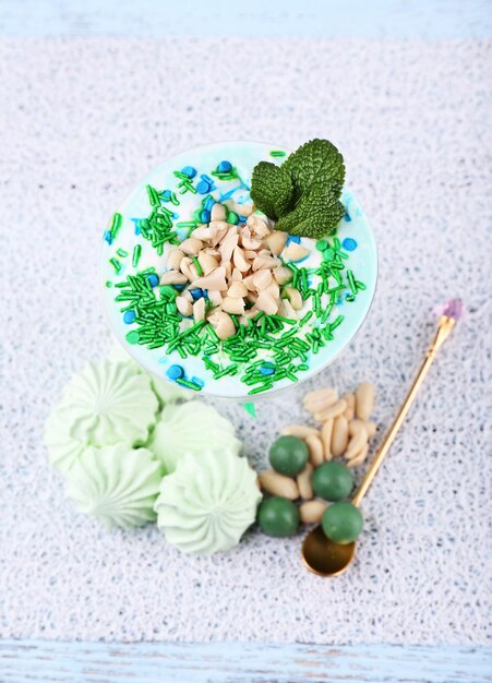 A close-up shot of diverse plant-based protein sources, such as quinoa, chia seeds, edamame, and spirulina, arranged artfully. The image focuses on the textures and vibrant colors of these foods.