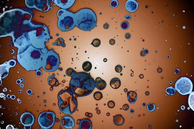 A microscopic view of various immune cells (T cells, B cells, macrophages) interacting and fighting off viruses in a human body, emphasizing the complexity and activity within the immune system during an infection. Use bright, contrasting colors to highlight the different types of cells.