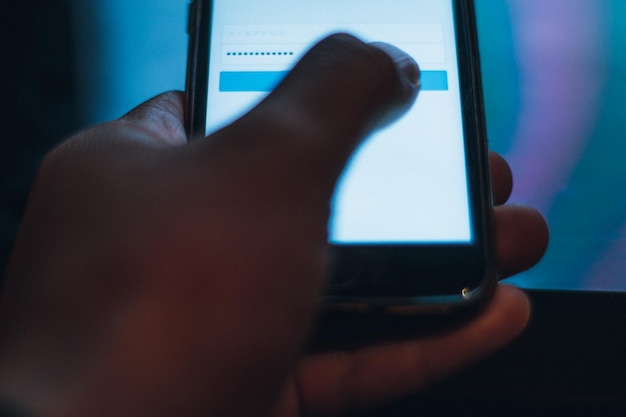 A close-up image of a smartphone screen displaying a long and complex privacy policy agreement. The text should be intentionally blurred and overwhelming, symbolizing the difficulty users face in understanding the terms and conditions of mental health apps.